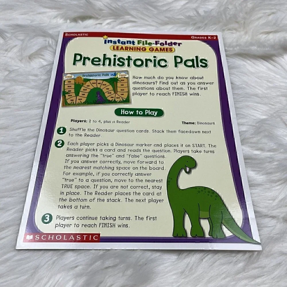 NEW Scholastic Instant File Folder Learning Games Prehistoric Pals Homeschool